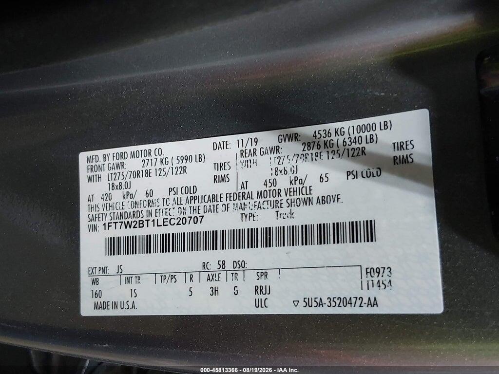1FT7W2BT1LEC20707 2020 FORD F-250 photo no. 9