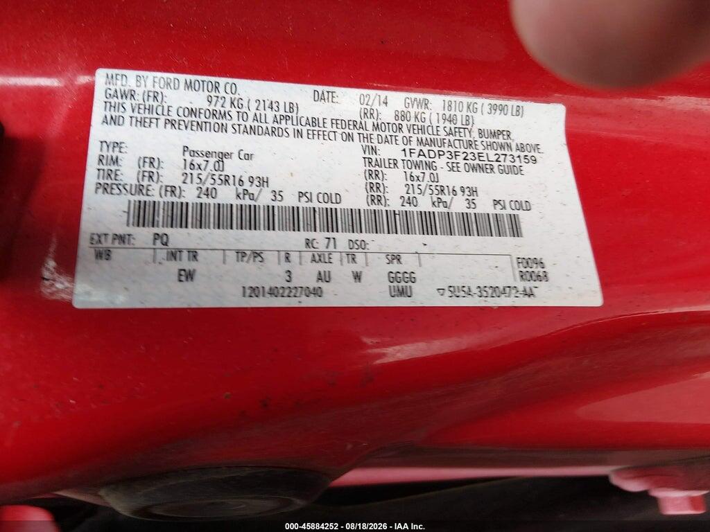 1FADP3F23EL273159 2014 FORD FOCUS photo no. 9