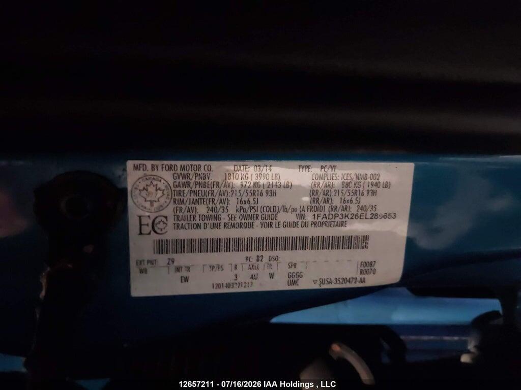 1FADP3K26EL289653 2014 FORD FOCUS photo no. 9