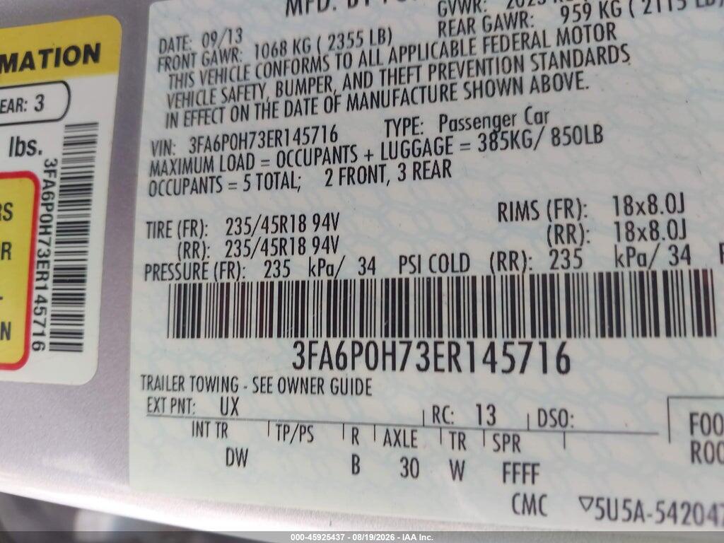 3FA6P0H73ER145716 2014 FORD FUSION photo no. 9