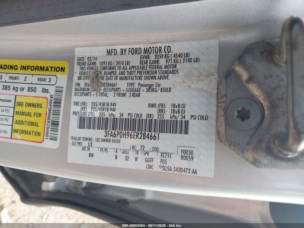 3FA6P0H96ER284661 2014 FORD FUSION photo no. 9