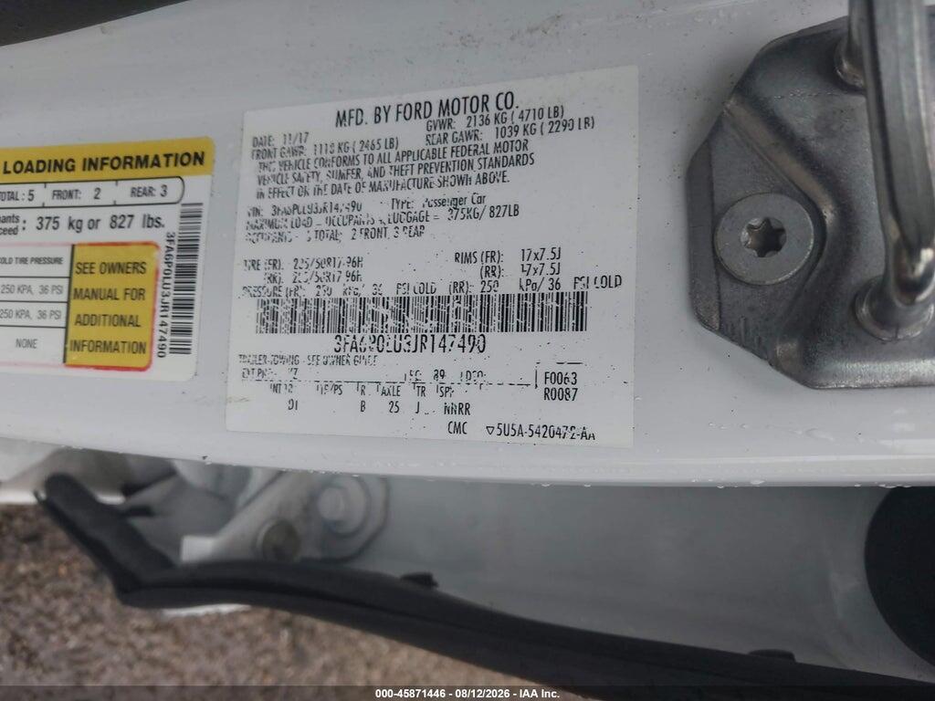 3FA6P0LU3JR147490 2018 FORD FUSION HYBRID photo no. 9