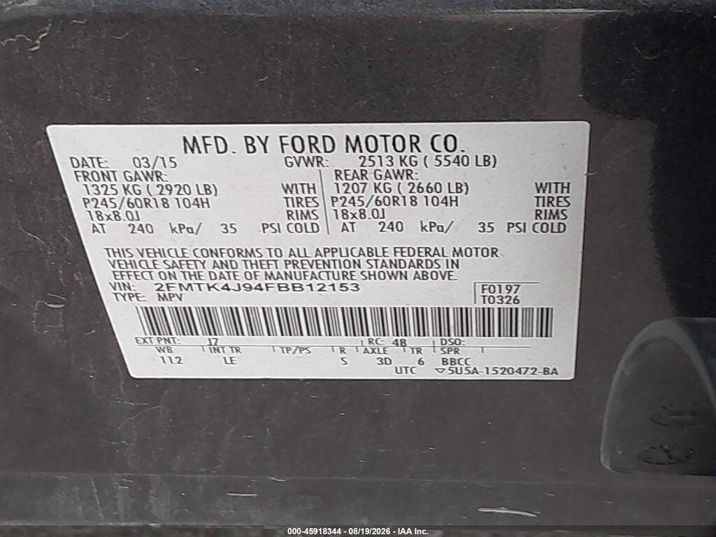 2FMTK4J94FBB12153 2015 FORD EDGE photo no. 9