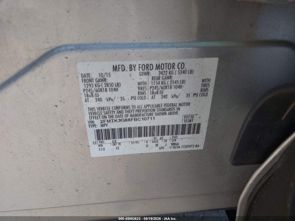 2FMTK3G88FBC10711 2015 FORD EDGE photo no. 9