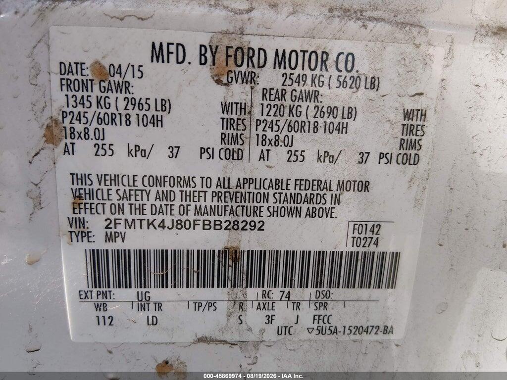2FMTK4J80FBB28292 2015 FORD EDGE photo no. 9