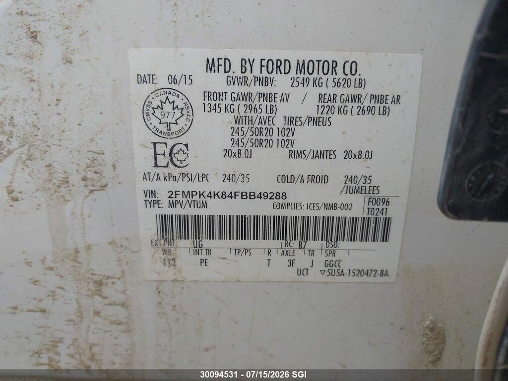2FMPK4K84FBB49288 2015 FORD EDGE photo no. 9