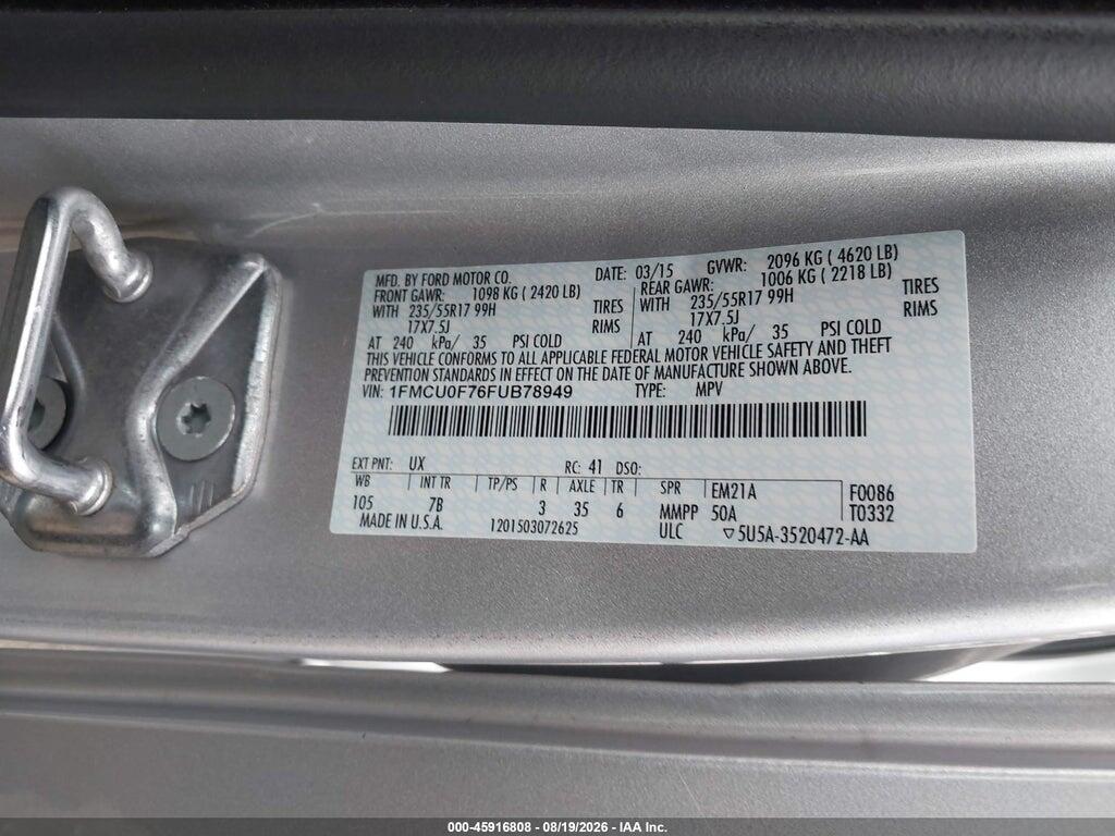 1FMCU0F76FUB78949 2015 FORD ESCAPE photo no. 9