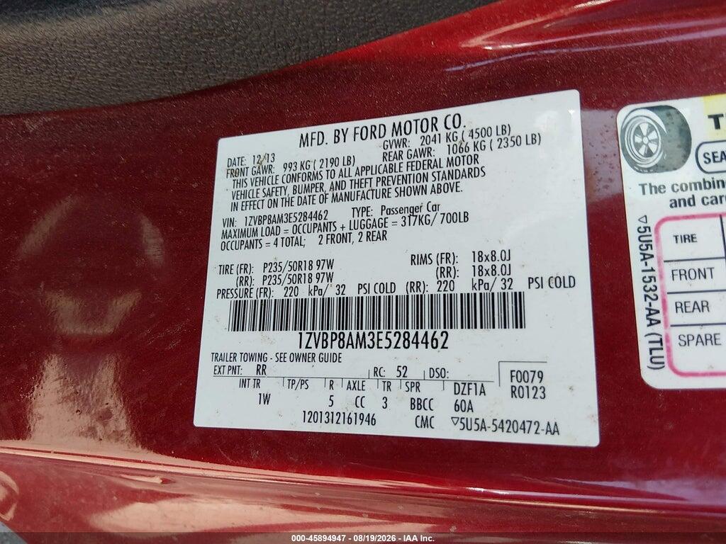 1ZVBP8AM3E5284462 2014 FORD MUSTANG photo no. 9