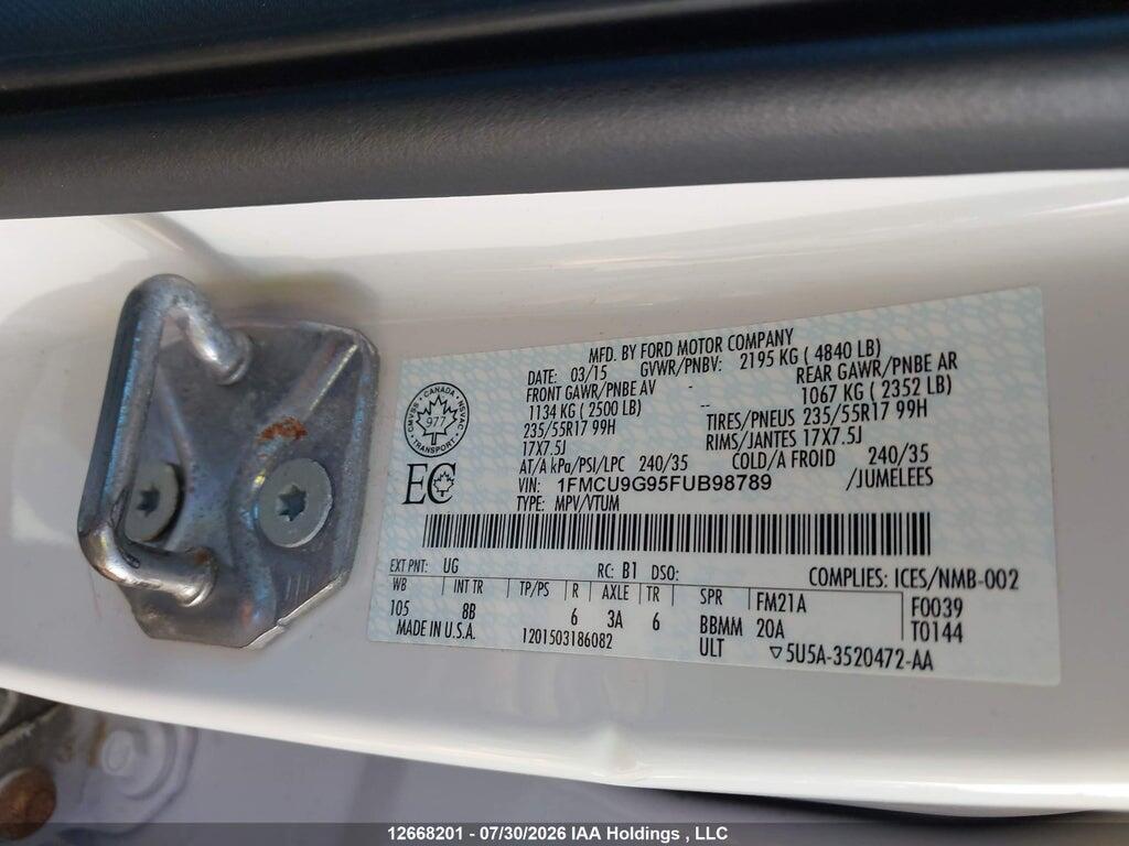 1FMCU9G95FUB98789 2015 FORD ESCAPE photo no. 9
