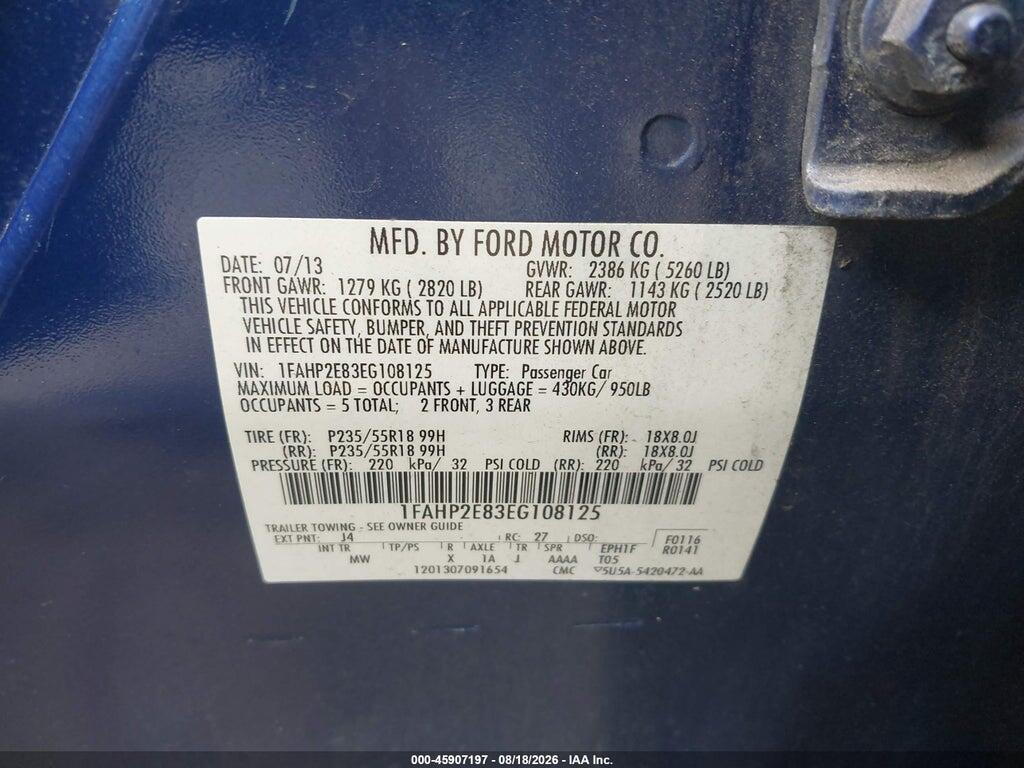 1FAHP2E83EG108125 2014 FORD TAURUS photo no. 9