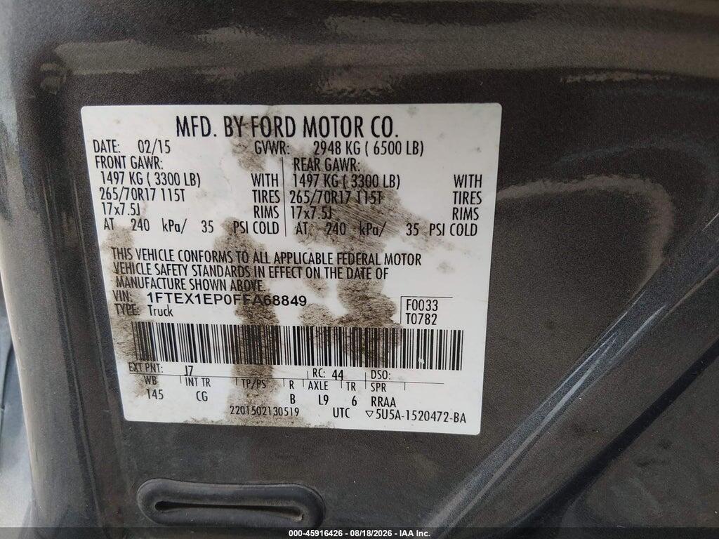 1FTEX1EP0FFA68849 2015 FORD F-150 photo no. 9