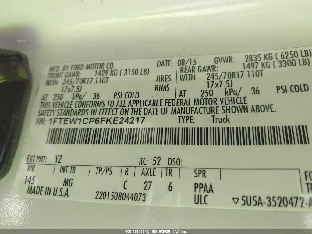 1FTEW1CP6FKE24217 2015 FORD F-150 photo no. 9