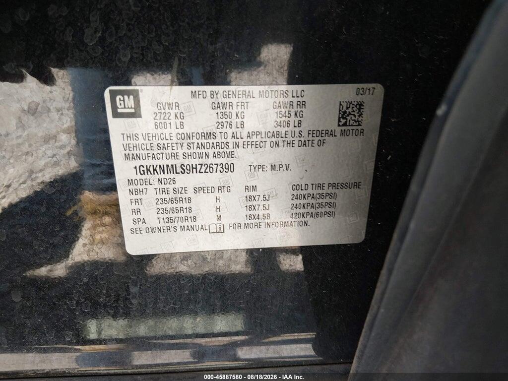 1GKKNMLS9HZ267390 2017 GMC ACADIA photo no. 9