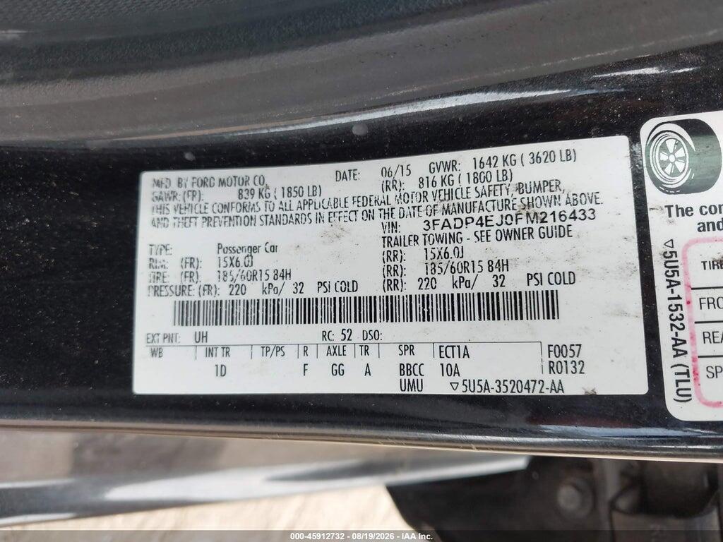 3FADP4EJ0FM216433 2015 FORD FIESTA photo no. 9