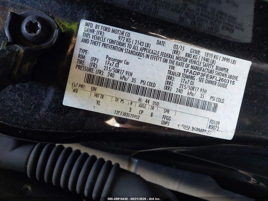 1FADP3FE9FL260315 2015 FORD FOCUS photo no. 9