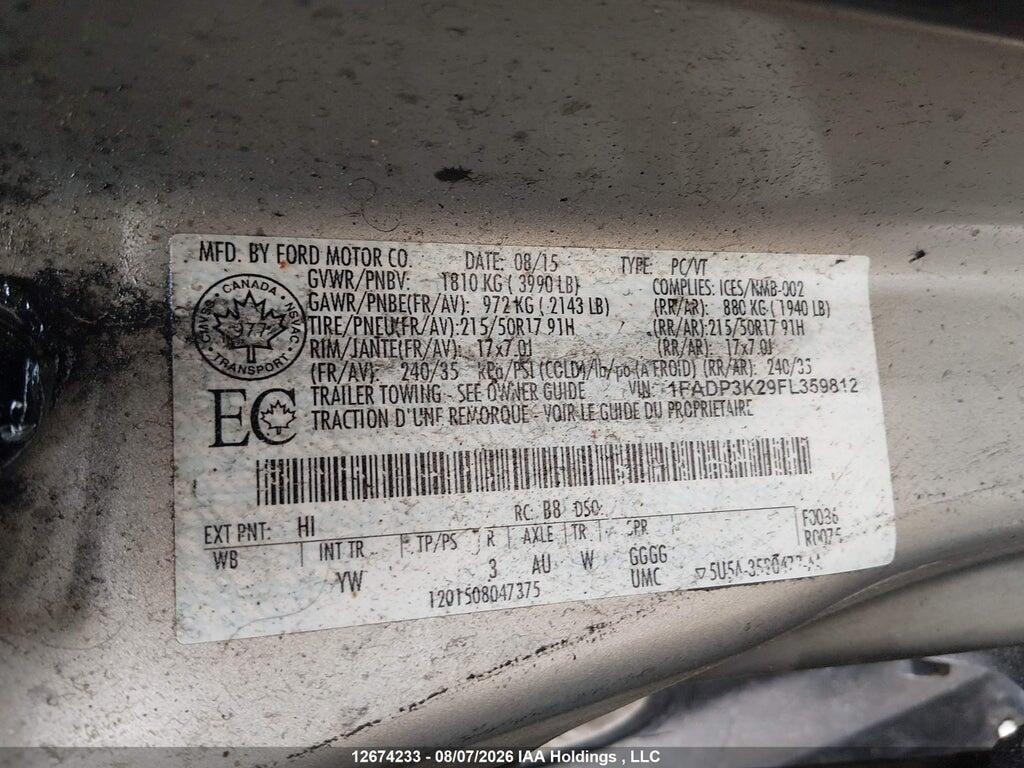 1FADP3K29FL359812 2015 FORD FOCUS photo no. 9