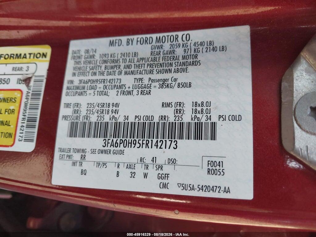 3FA6P0H95FR142173 2015 FORD FUSION photo no. 9