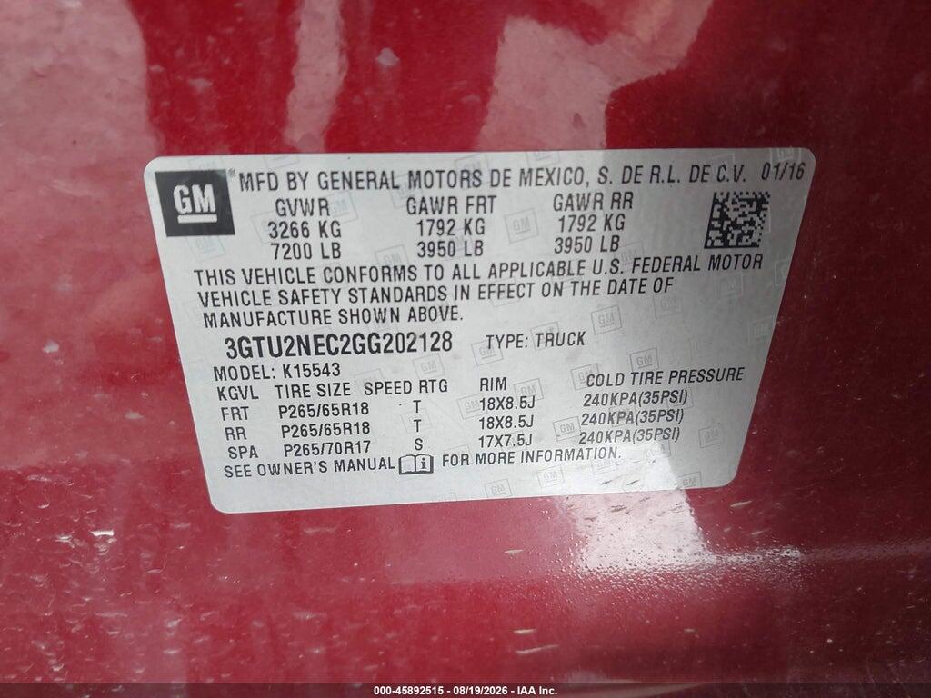 3GTU2NEC2GG202128 2016 GMC SIERRA 1500 photo no. 9