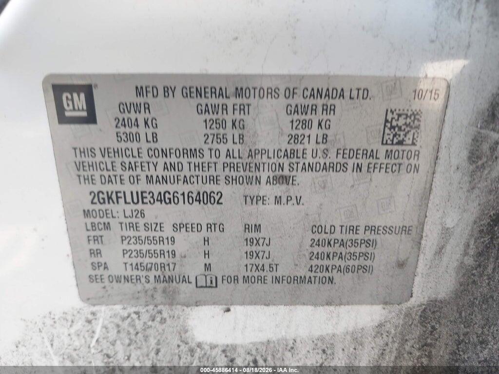 2GKFLUE34G6164062 2016 GMC TERRAIN photo no. 9