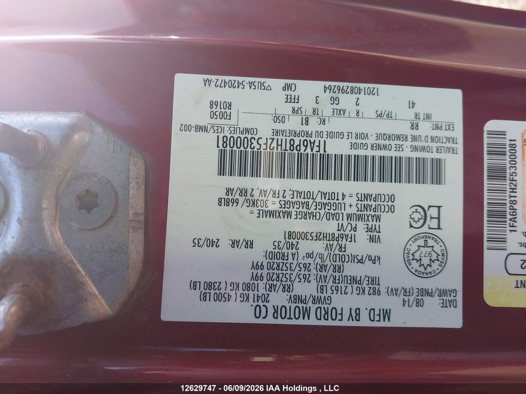 1FA6P8TH2F5300081 2015 FORD MUSTANG photo no. 9