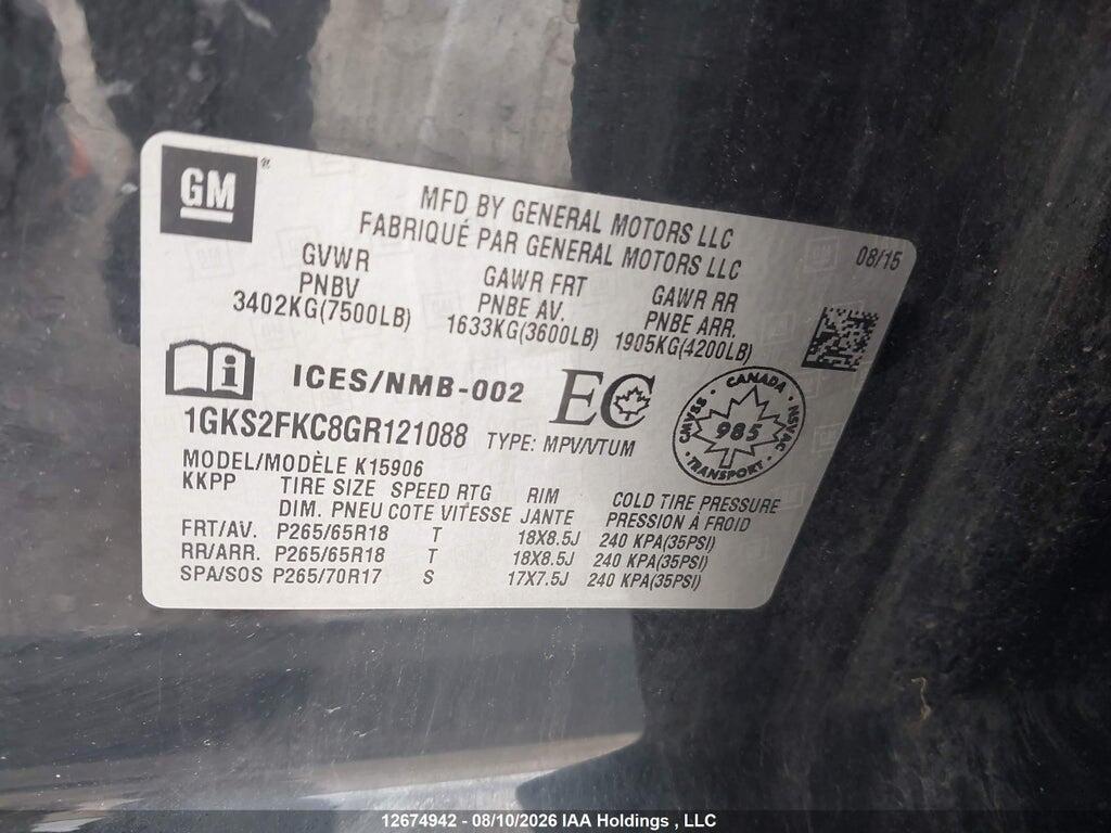 1GKS2FKC8GR121088 2016 GMC YUKON XL photo no. 9