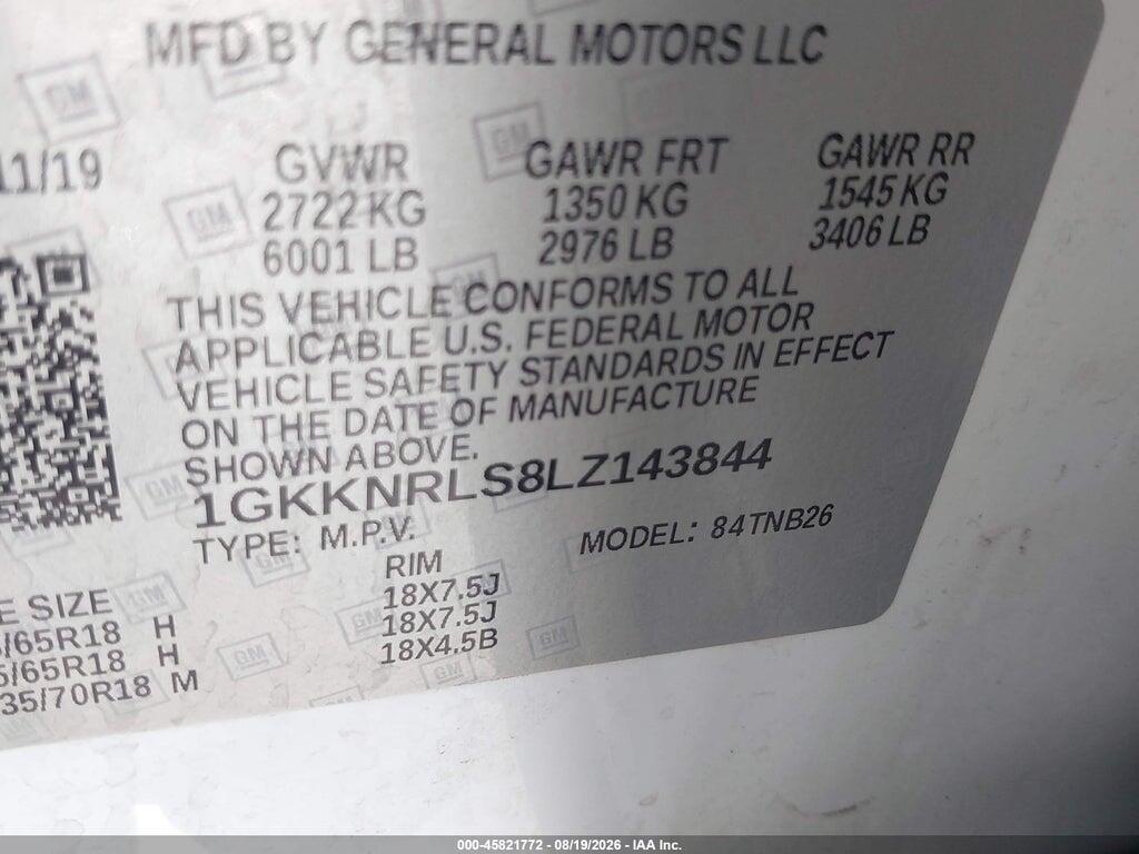1GKKNRLS8LZ143844 2020 GMC ACADIA photo no. 9
