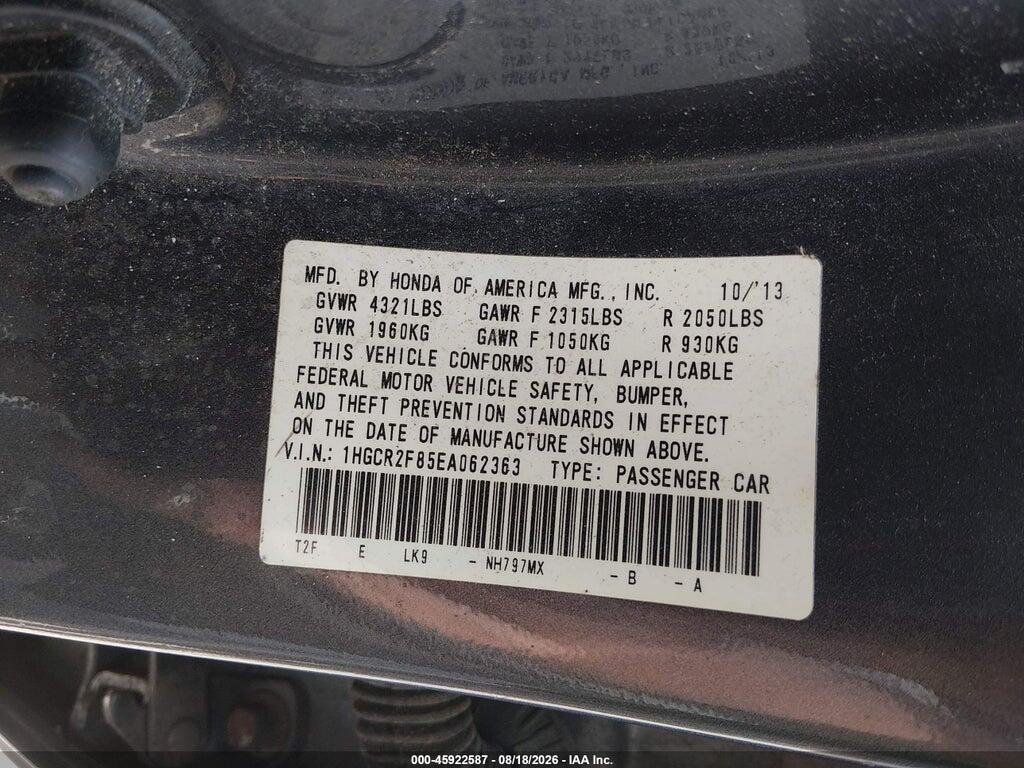 1HGCR2F85EA062363 2014 HONDA ACCORD photo no. 9
