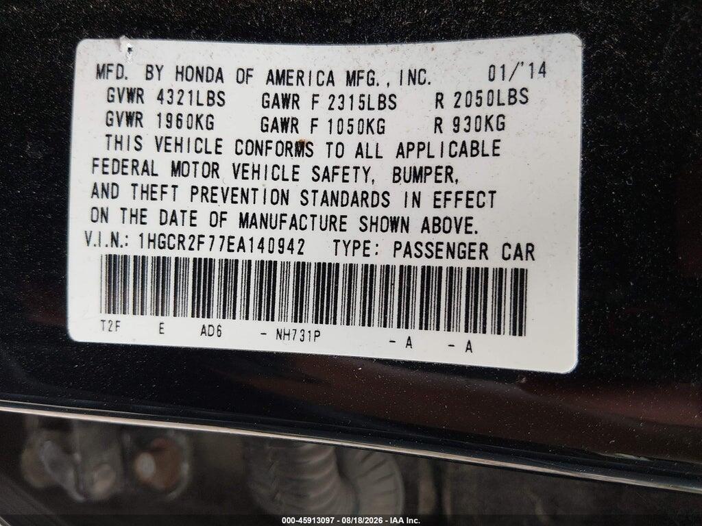 1HGCR2F77EA140942 2014 HONDA ACCORD photo no. 9