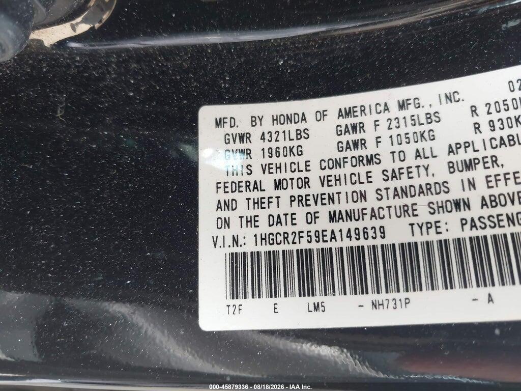 1HGCR2F59EA149639 2014 HONDA ACCORD photo no. 9