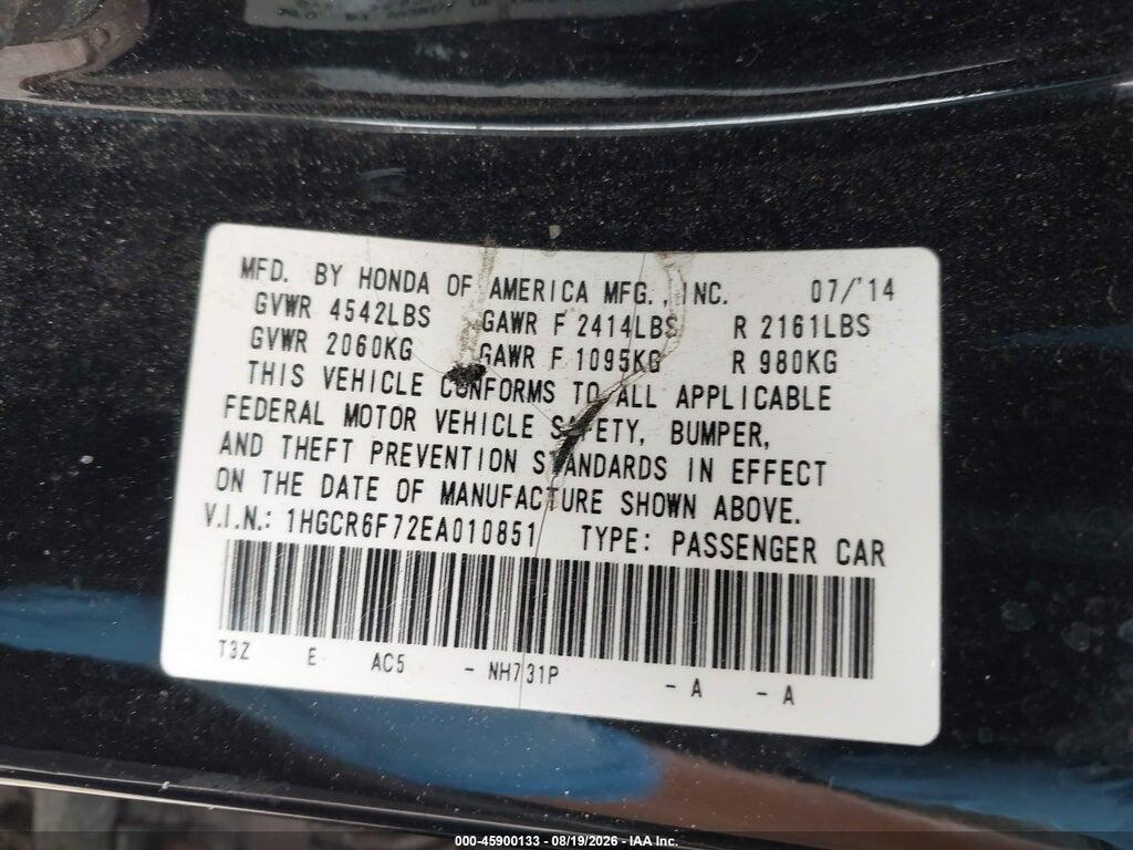 1HGCR6F72EA010851 2014 HONDA ACCORD HYBRID photo no. 9