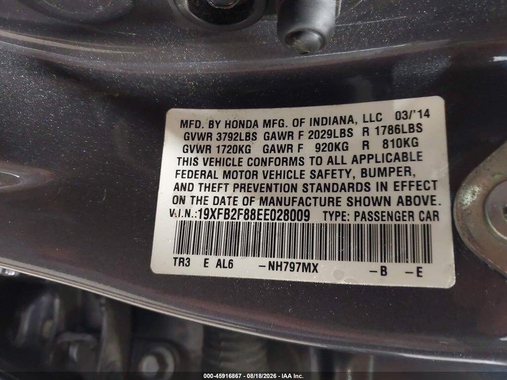 19XFB2F88EE028009 2014 HONDA CIVIC photo no. 9