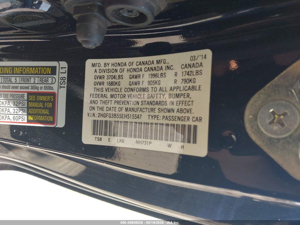 2HGFG3B55EH515547 2014 HONDA CIVIC photo no. 9