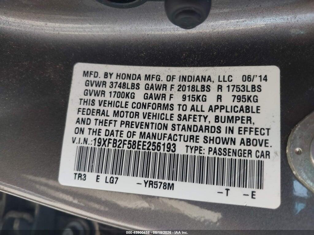 19XFB2F58EE256193 2014 HONDA CIVIC photo no. 9