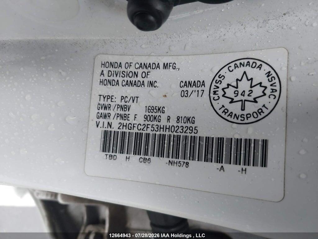2HGFC2F53HH023295 2017 HONDA CIVIC photo no. 9