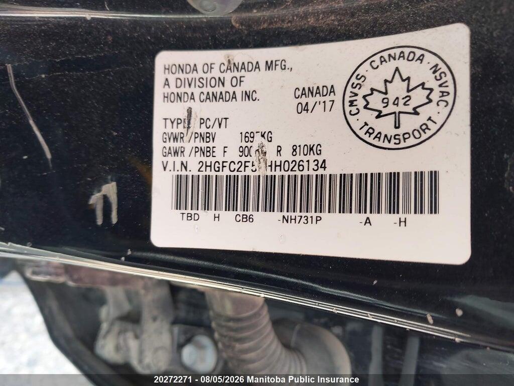 2HGFC2F55HH026134 2017 HONDA CIVIC photo no. 9