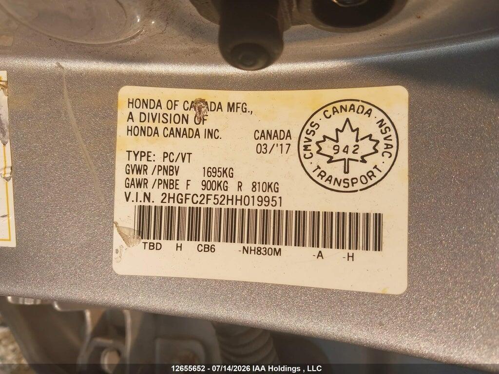 2HGFC2F52HH019951 2017 HONDA CIVIC photo no. 9