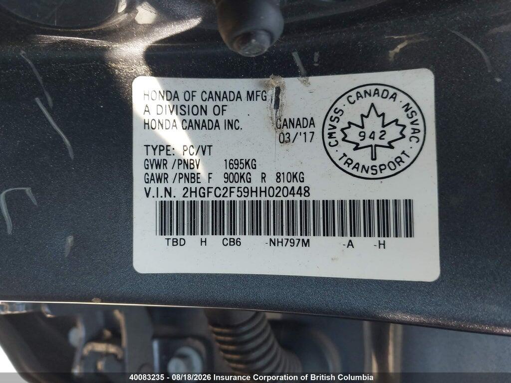 2HGFC2F59HH020448 2017 HONDA CIVIC photo no. 9