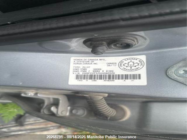 2HGFC2F57HH040326 2017 HONDA CIVIC photo no. 9