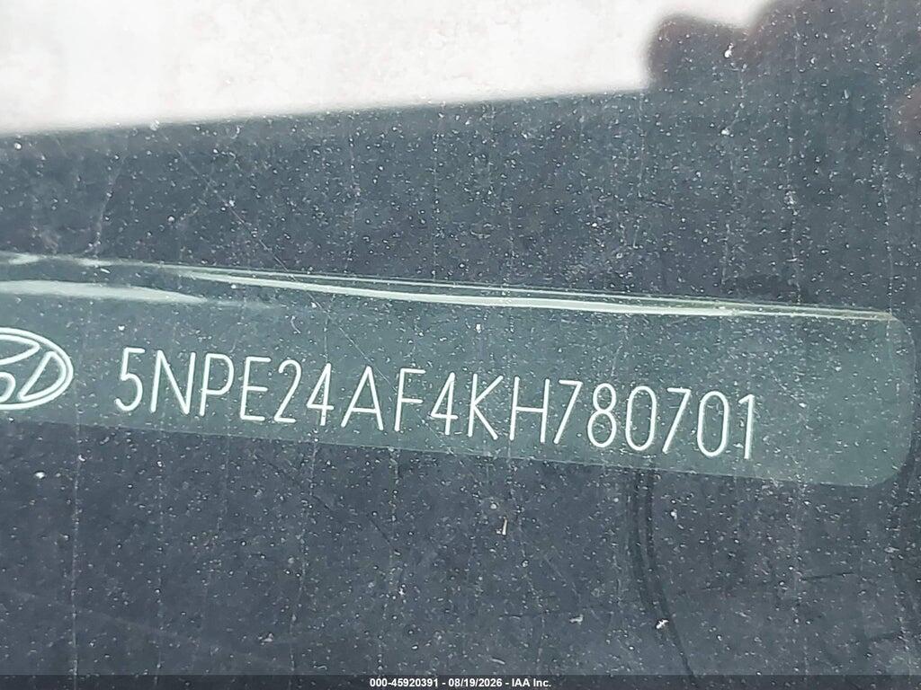 5NPE24AF4KH780701 2019 HYUNDAI SONATA photo no. 9