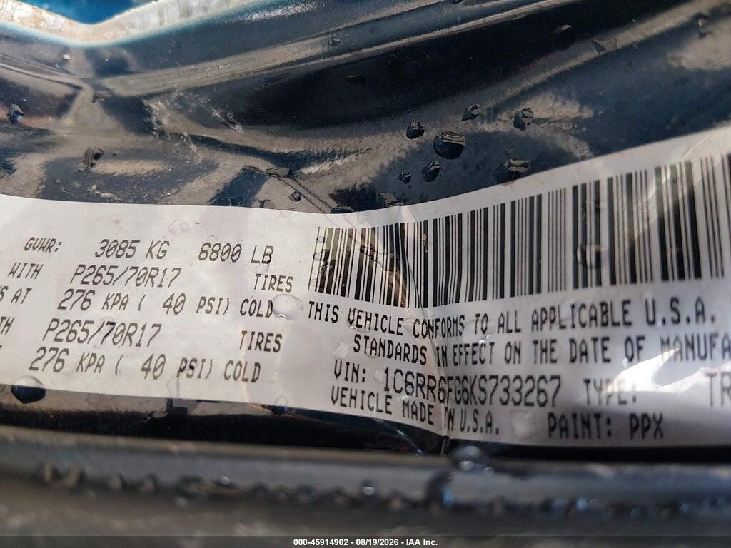1C6RR6FG6KS733267 2019 RAM 1500 CLASSIC photo no. 9