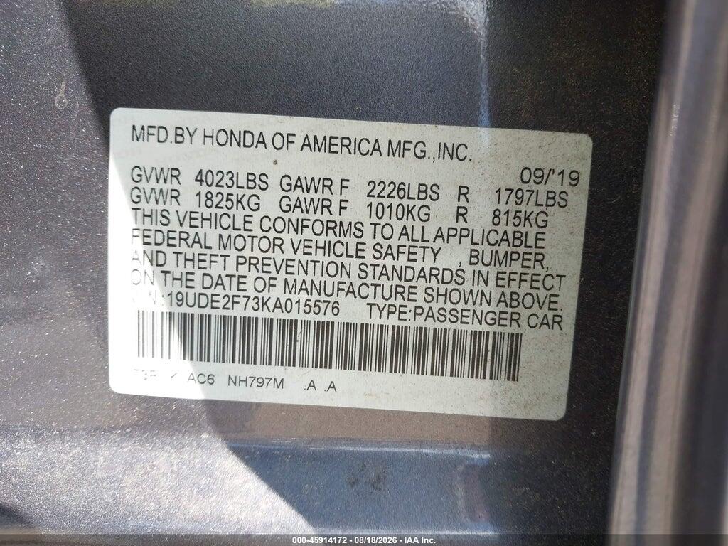 19UDE2F73KA015576 2019 ACURA ILX photo no. 9