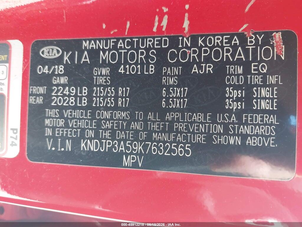 KNDJP3A59K7632565 2019 KIA SOUL photo no. 9