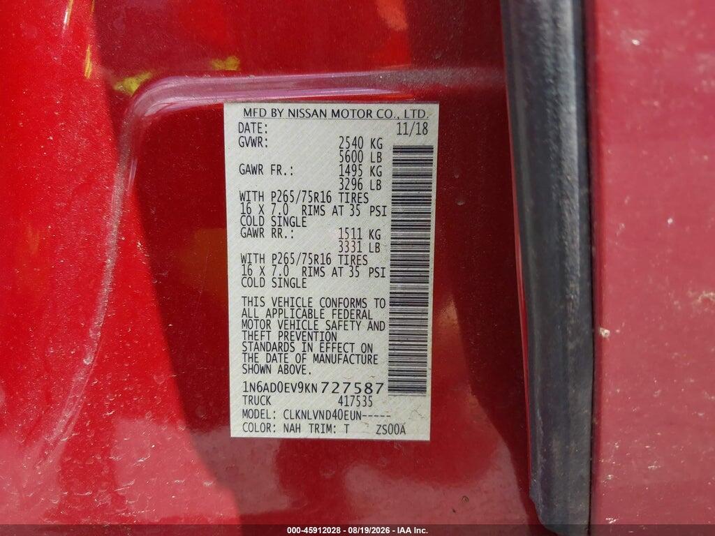 1N6AD0EV9KN727587 2019 NISSAN FRONTIER photo no. 9