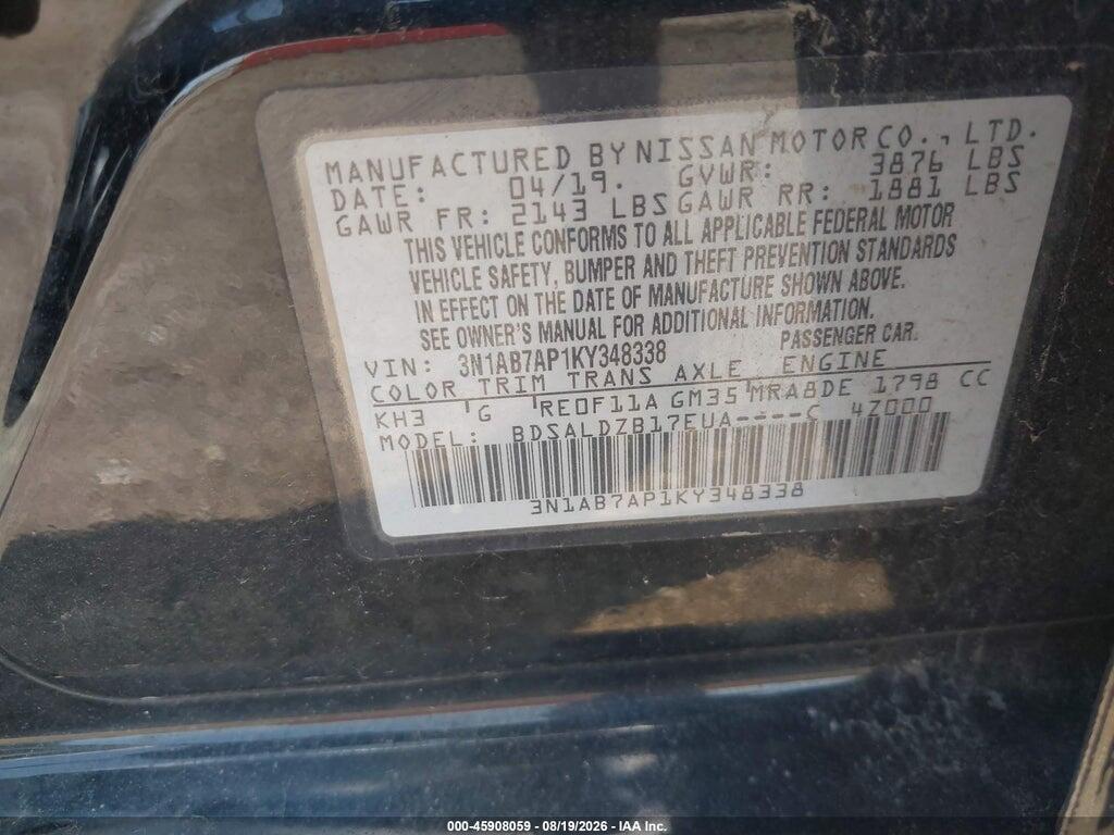 3N1AB7AP1KY348338 2019 NISSAN SENTRA photo no. 9