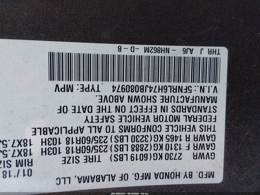 5FNRL6H74JB080974 2018 HONDA ODYSSEY photo no. 9