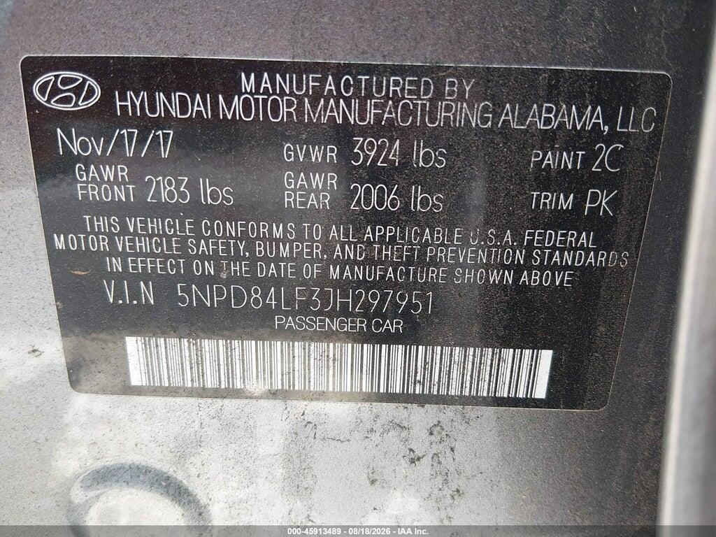 5NPD84LF3JH297951 2018 HYUNDAI ELANTRA photo no. 9