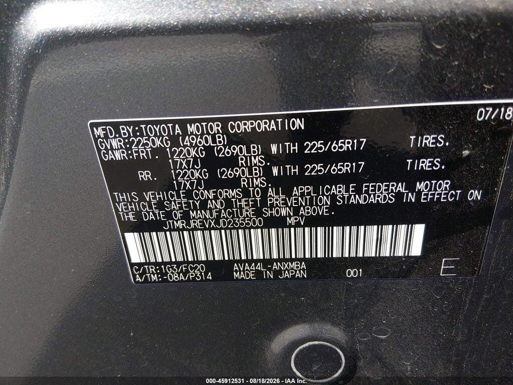JTMRJREVXJD235500 2018 TOYOTA RAV4 HYBRID photo no. 9