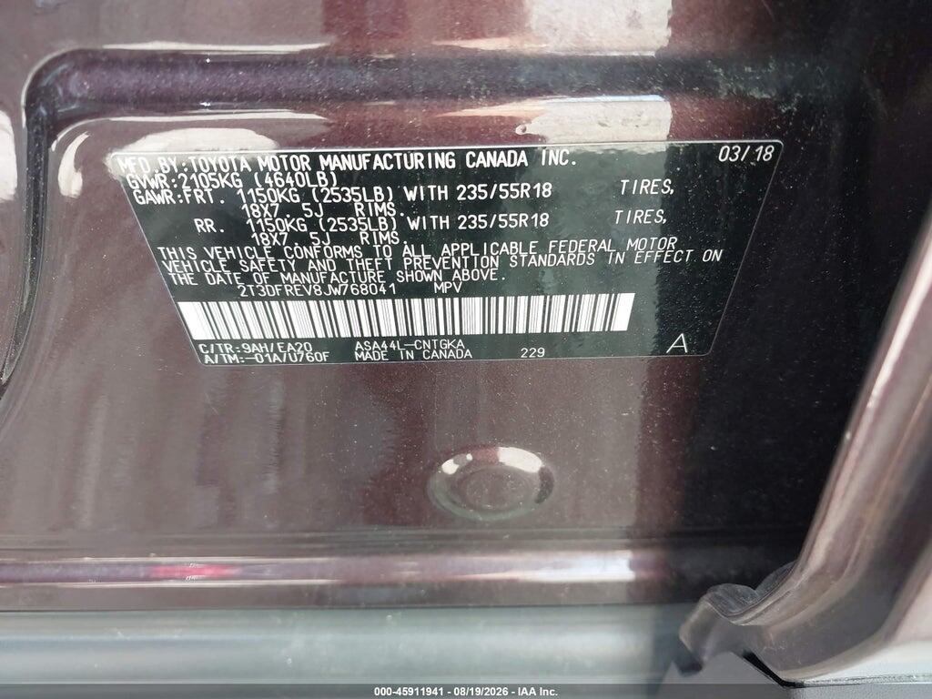 2T3DFREV8JW768041 2018 TOYOTA RAV4 photo no. 7
