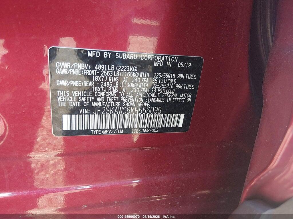 JF2SKAWC6KH556099 2019 SUBARU FORESTER photo no. 9