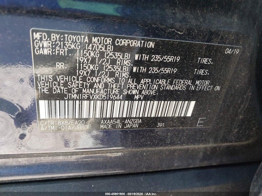 JTMN1RFVXKD519644 2019 TOYOTA RAV4 photo no. 9